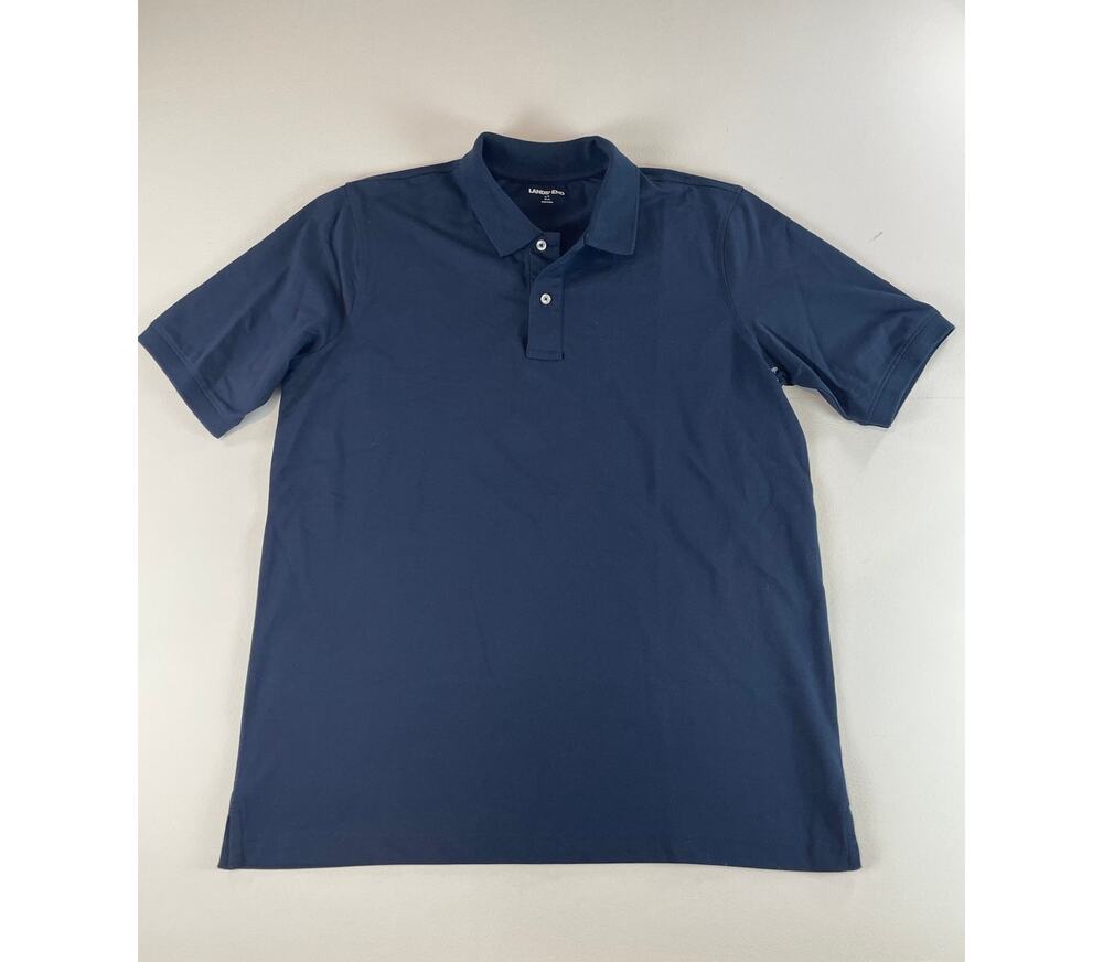 Lands’ End Navy Polo Mens Size L Cotton New Without Tag